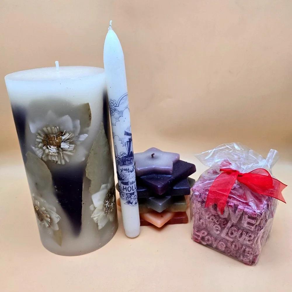 Pottery Barn Botanical Pillar Kosmic Kandles Star & Holland Taper Candle Lot 4pc